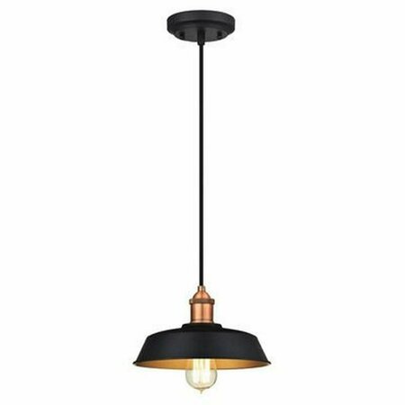 BRIGHTBOMB One Light Indoor Pendant Matte Black & Washed Copper BR2689888